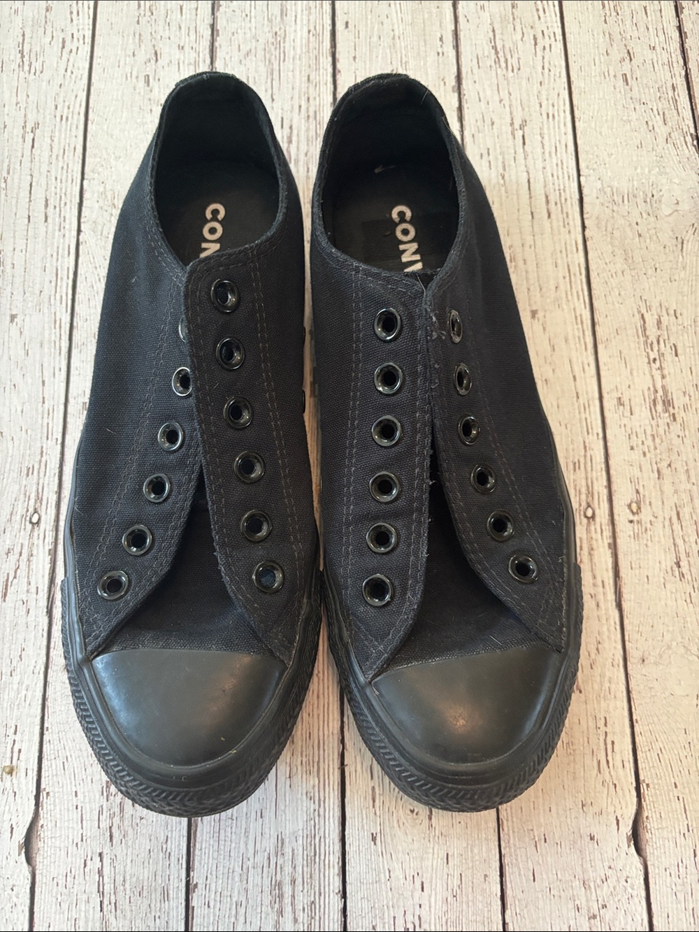 Black on Black Converse Canvas Low-Top Sneakers - Men 5 Women 7 - Picture 4 of 5